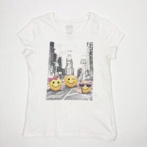 Justice Graphic T-Shirt Kids 14 Be Unique Emoji Times Square NYC 100% Cotton Tee